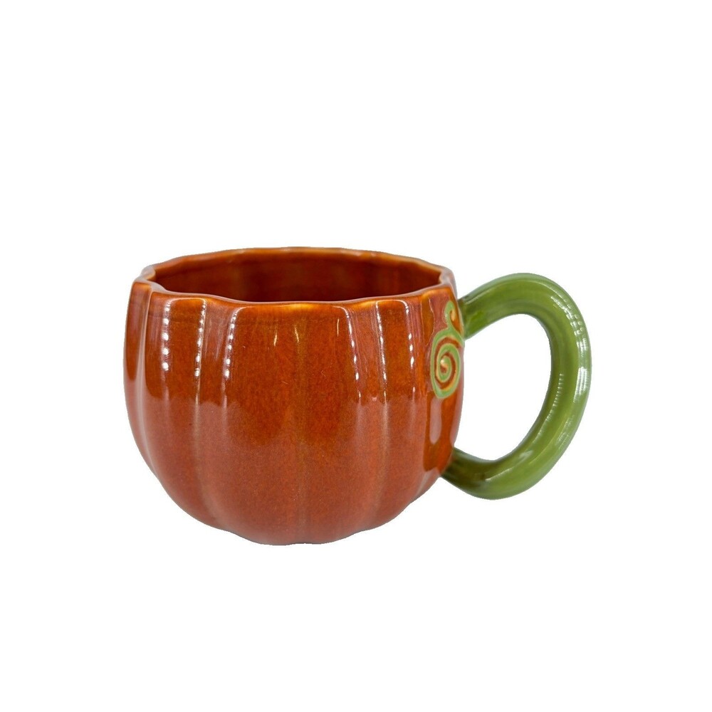 Starbucks Pumpkin Coffee Mug 2007 Fall Thanksgiving Autumn Harvest Twist Handle